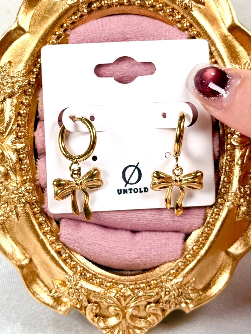 #133 Stainless Steel Waterproof Non-Fading Cute Bow Hoop Earrings